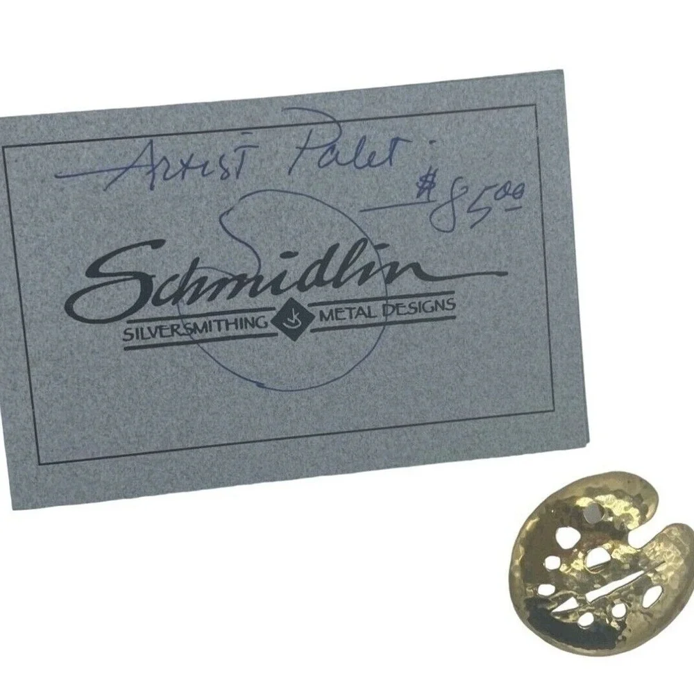 Vintage Signed Joe Schmidlin Artisan 12K Gold Plated Sterling Pin Pendant